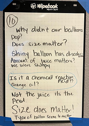 A group uses the vertical whiteboard to document thinking and share the work.