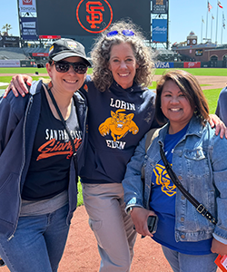 Nancy, Chris, and Mhylet at the SF Giants game celebrating Chris' All Star Nomination.